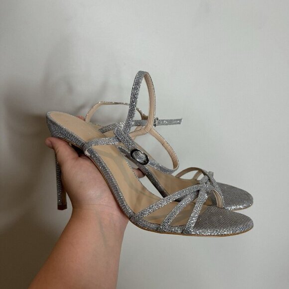 Stuart Weitzman Starla 105 Sparkle Silver Heel Size 10 - Picture 2 of 10